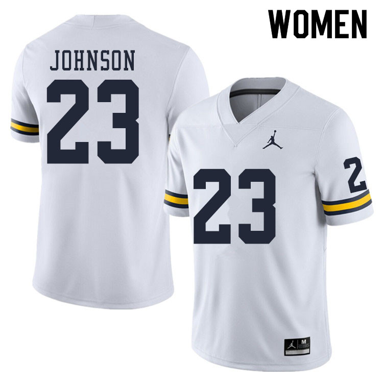 Women #23 Quinten Johnson Michigan Wolverines College Football Jerseys Sale-White